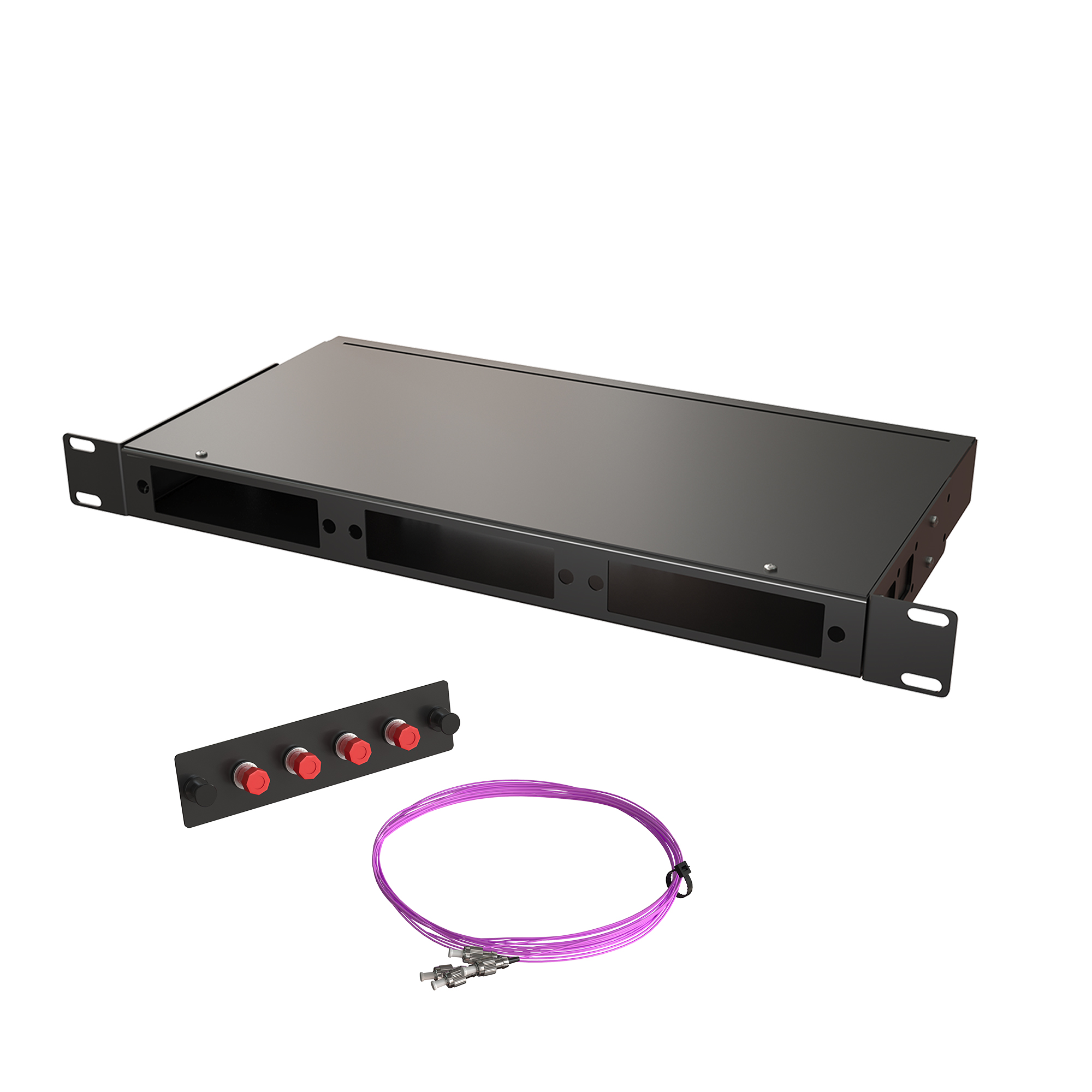 Кросс КСП, стационарный, полный комплект, FC/UPC, MM 50/125 OM4, 12 портов, 1U, цвет черный