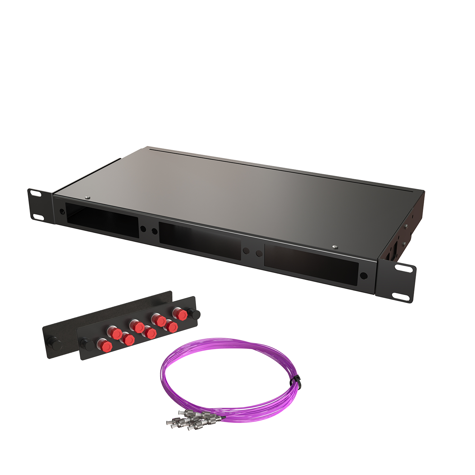 Кросс КСП, стационарный, полный комплект, FC/UPC, MM 50/125 OM4, 8 портов, 1U, цвет черный