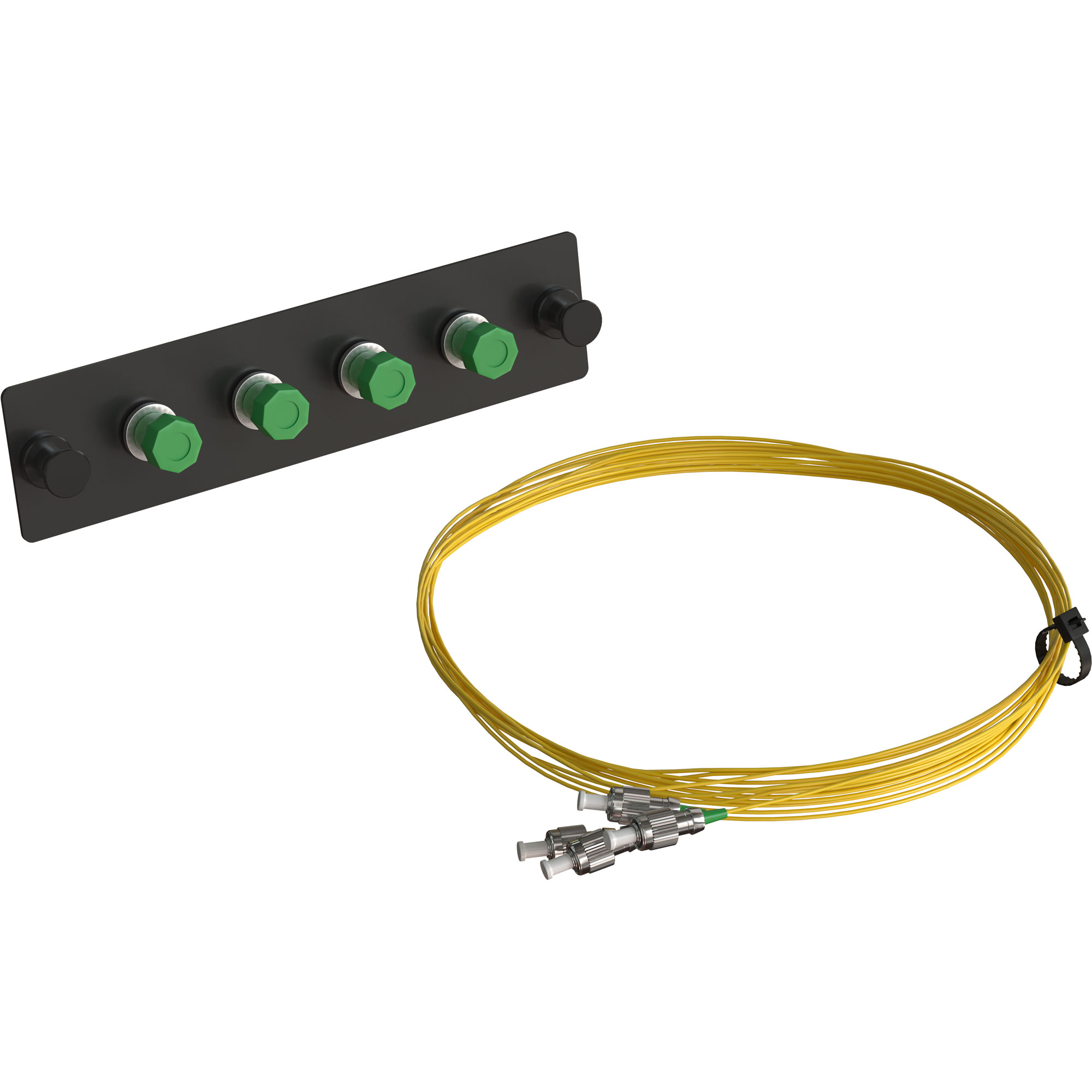 ВО сменная планка для кросса, полный комплект, FC/APC, SM 9/125 OS2, 4 порта, цвет черный