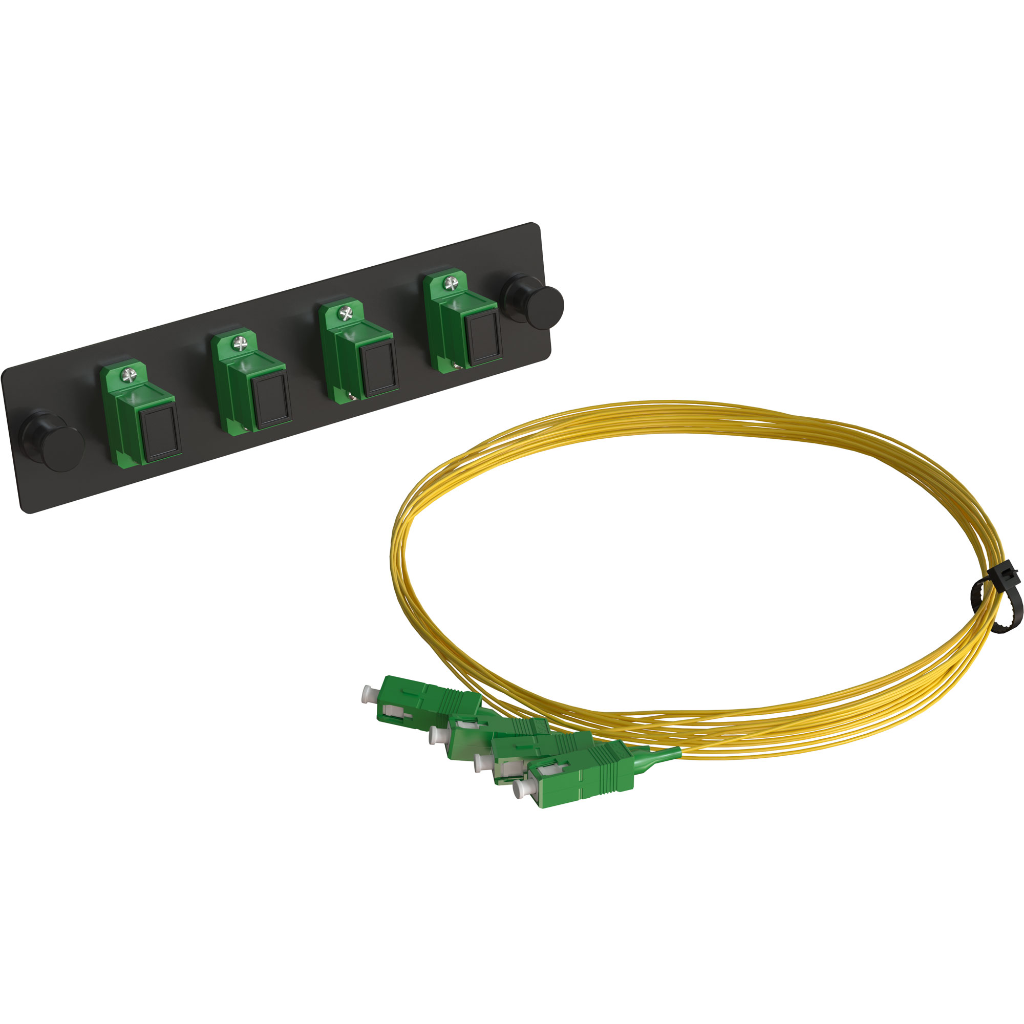 ВО сменная планка для кросса, полный комплект, SC/APC, SM 9/125 OS2, 4 порта, цвет черный