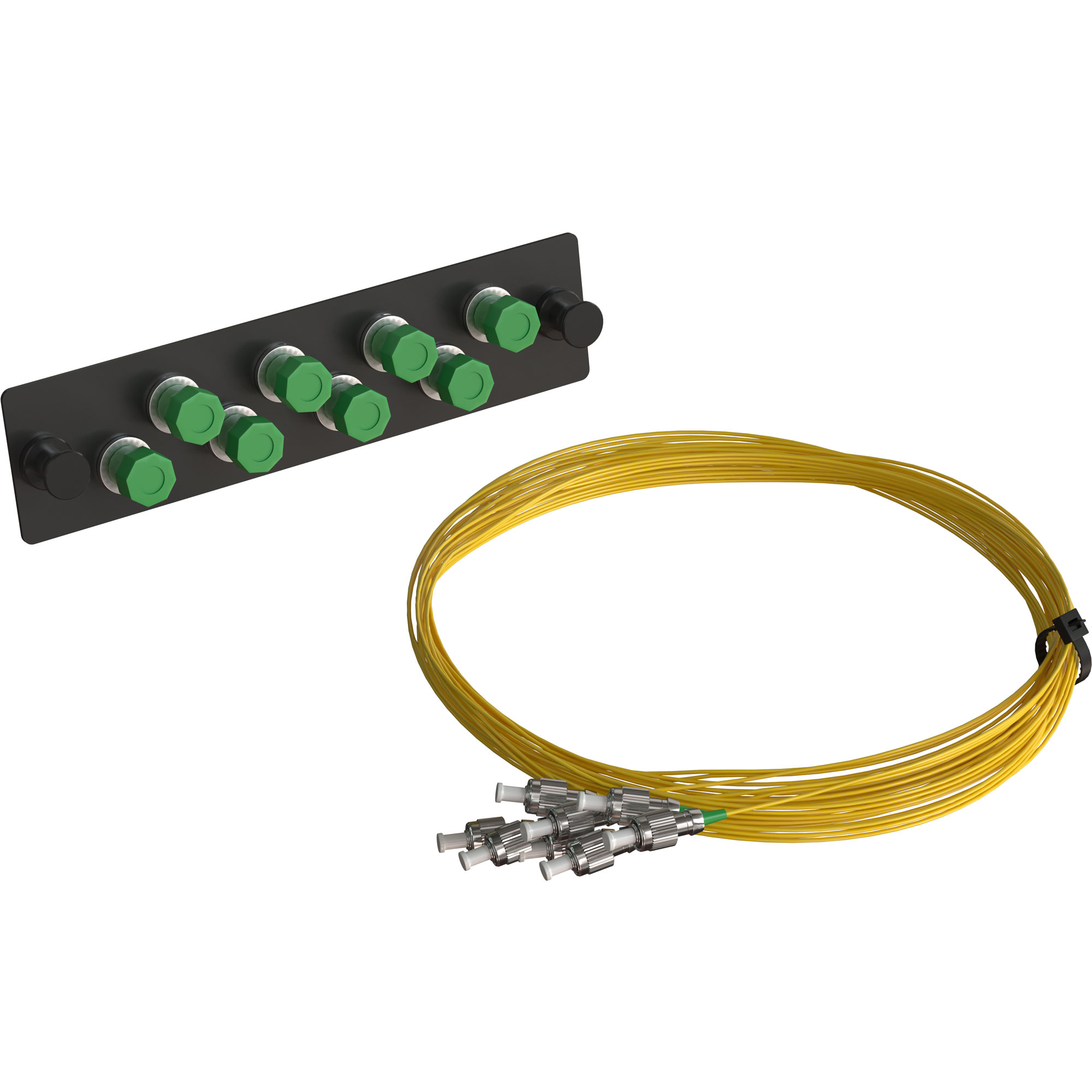 ВО сменная планка для кросса, полный комплект, FC/APC, SM 9/125 OS2, 8 портов, цвет черный