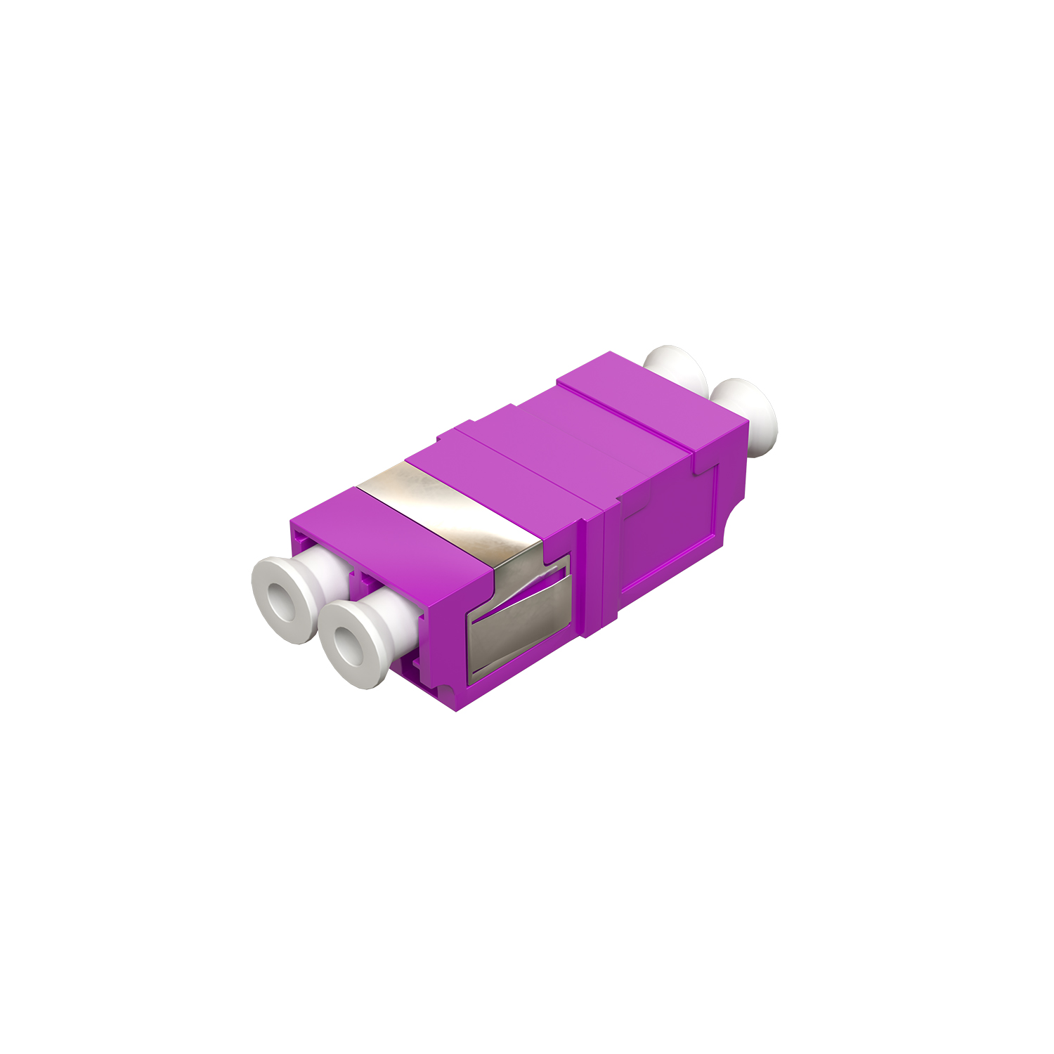 Розетка оптическая соединительная LC/UPC MM 50/125 OM4, двойная, без фланца, цвет пурпурный (МАДЖЕНТА)