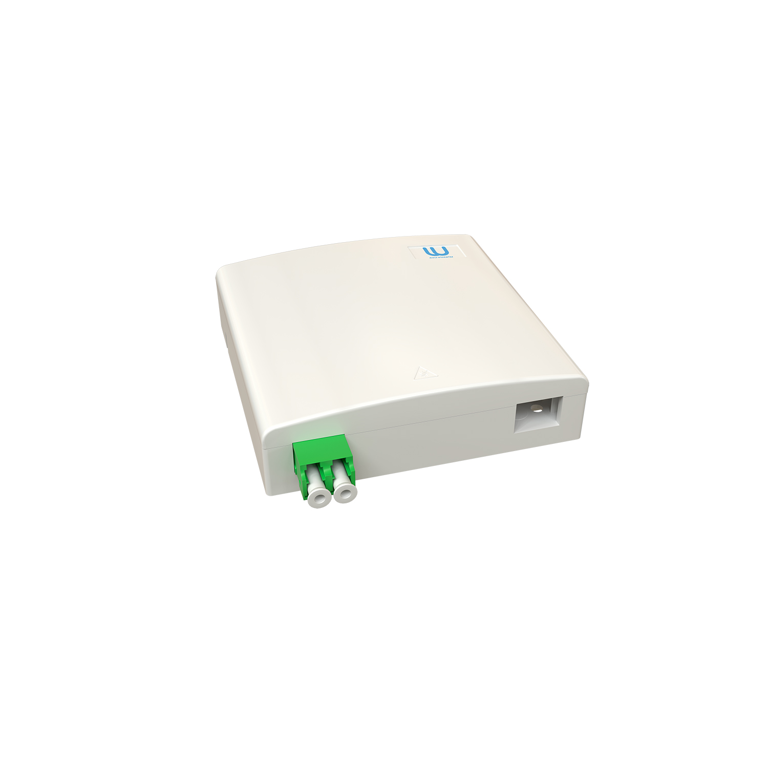 Настенная коробка, полный комплект, 1 розетка 2LC/APC, SM 9/125 OS2, 2 порта, ABC, 86х86х27 мм, цвет белый