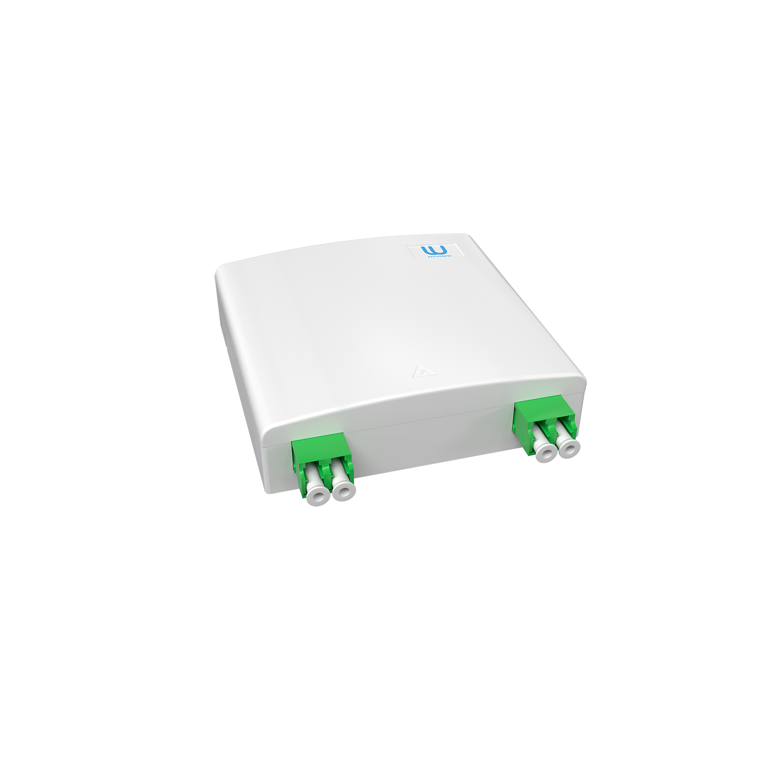 Настенная коробка, полный комплект, 2 розетки 2LC/APC, SM 9/125 OS2, 4 порта, ABC, 86х86х27 мм, цвет белый