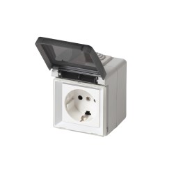 Коробка для накладного монтажа 65х75 мм с крышкой, IP65, для 1 модуля 45х45 мм, цвет серый